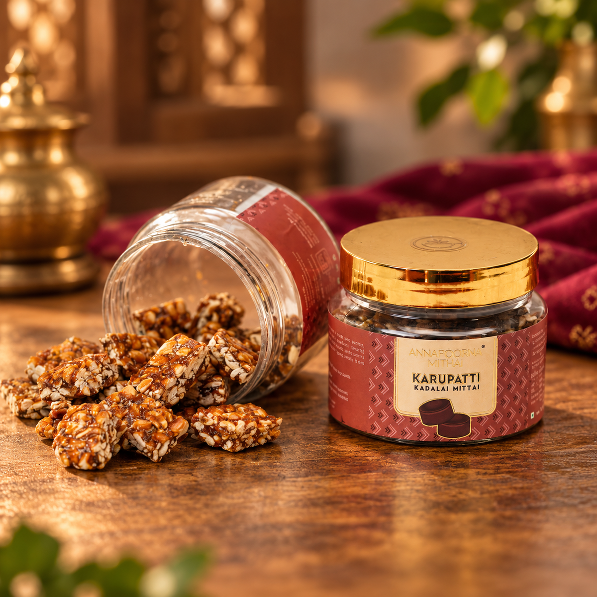 palm sugar chikki | karupatti kadalai mithai | palm sugar peanut candy