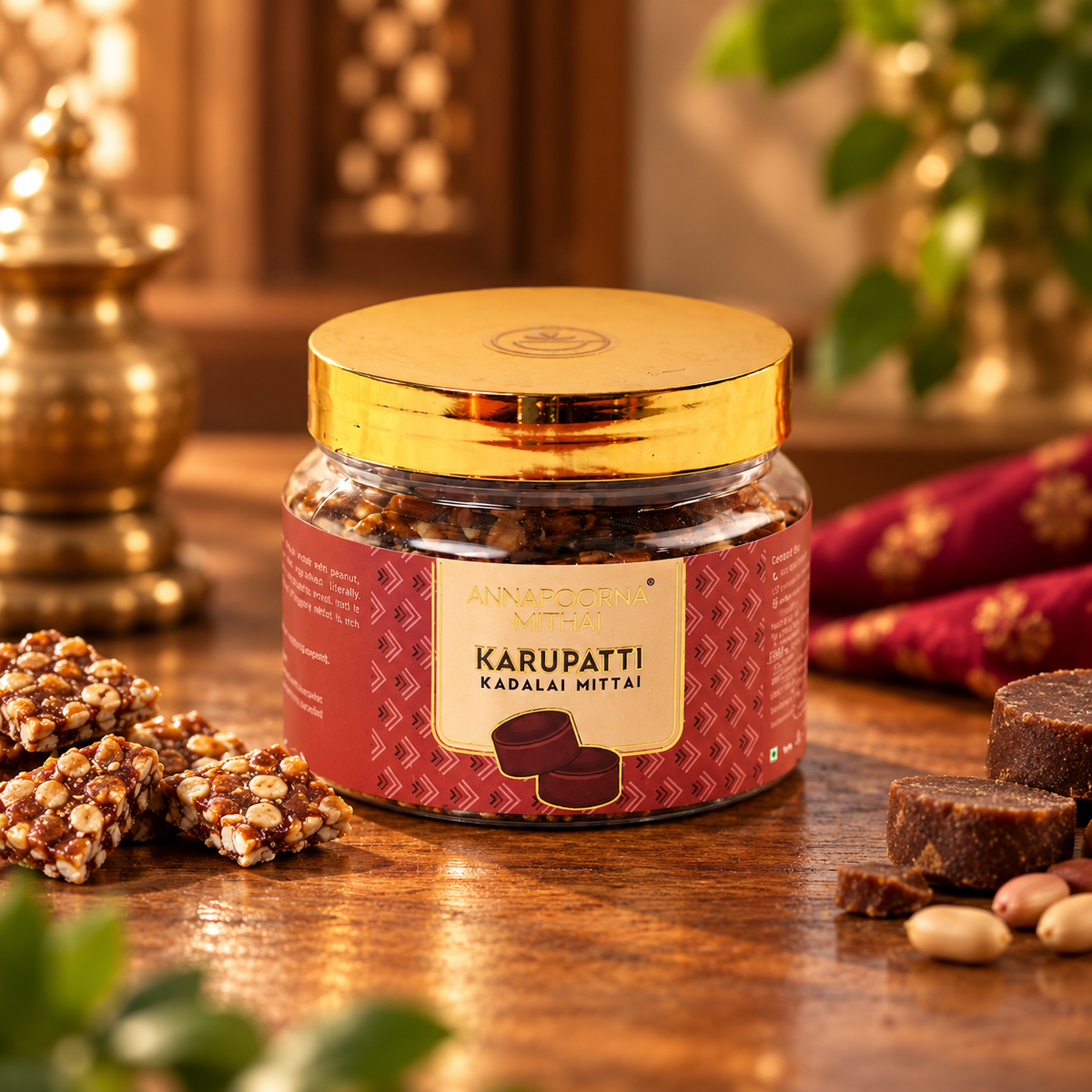 palm sugar chikki | karupatti kadalai mithai | palm sugar peanut candy