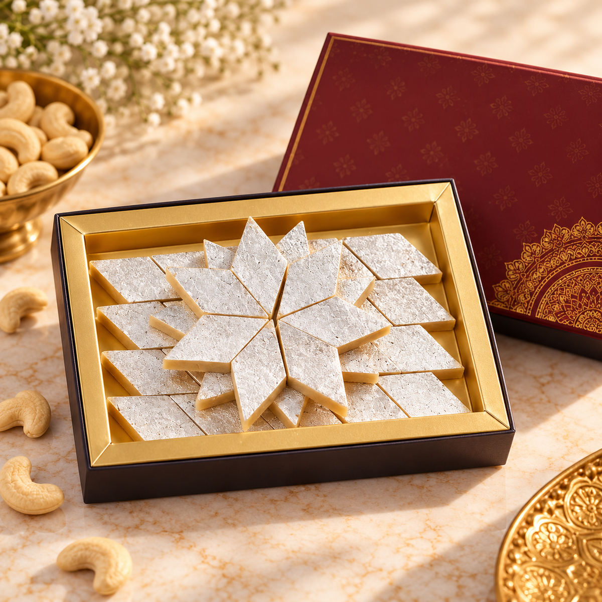 kaju katli | kaju barfi | diamond sweet